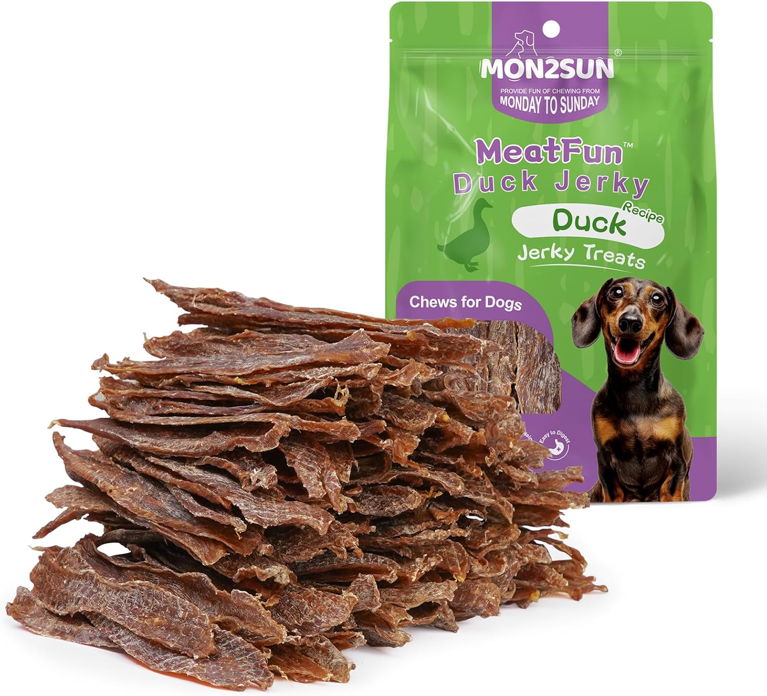 MON2SUN Dog Treats Duck Jerky, Single-Ingredient, Rawhide-Free, High Protein, Low Fat, Training Treats for Small to Large Dogs, 21.2 oz