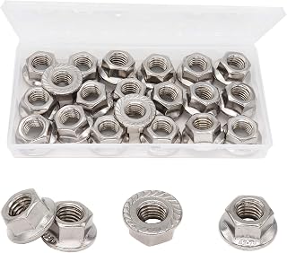 20pcs M12 x 1.75mm Serrated Flange Nuts 304 Stainelss Steel Flange Lock Nuts