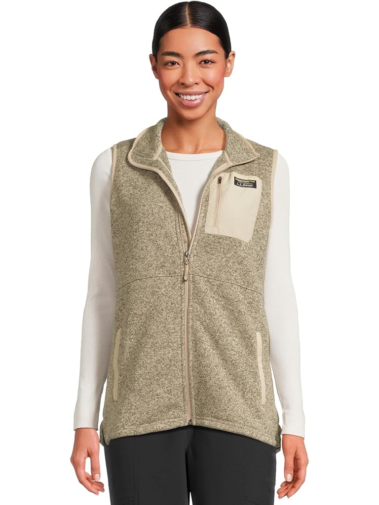 Beige L.L.Bean Bean's Sweater Fleece Long Vest