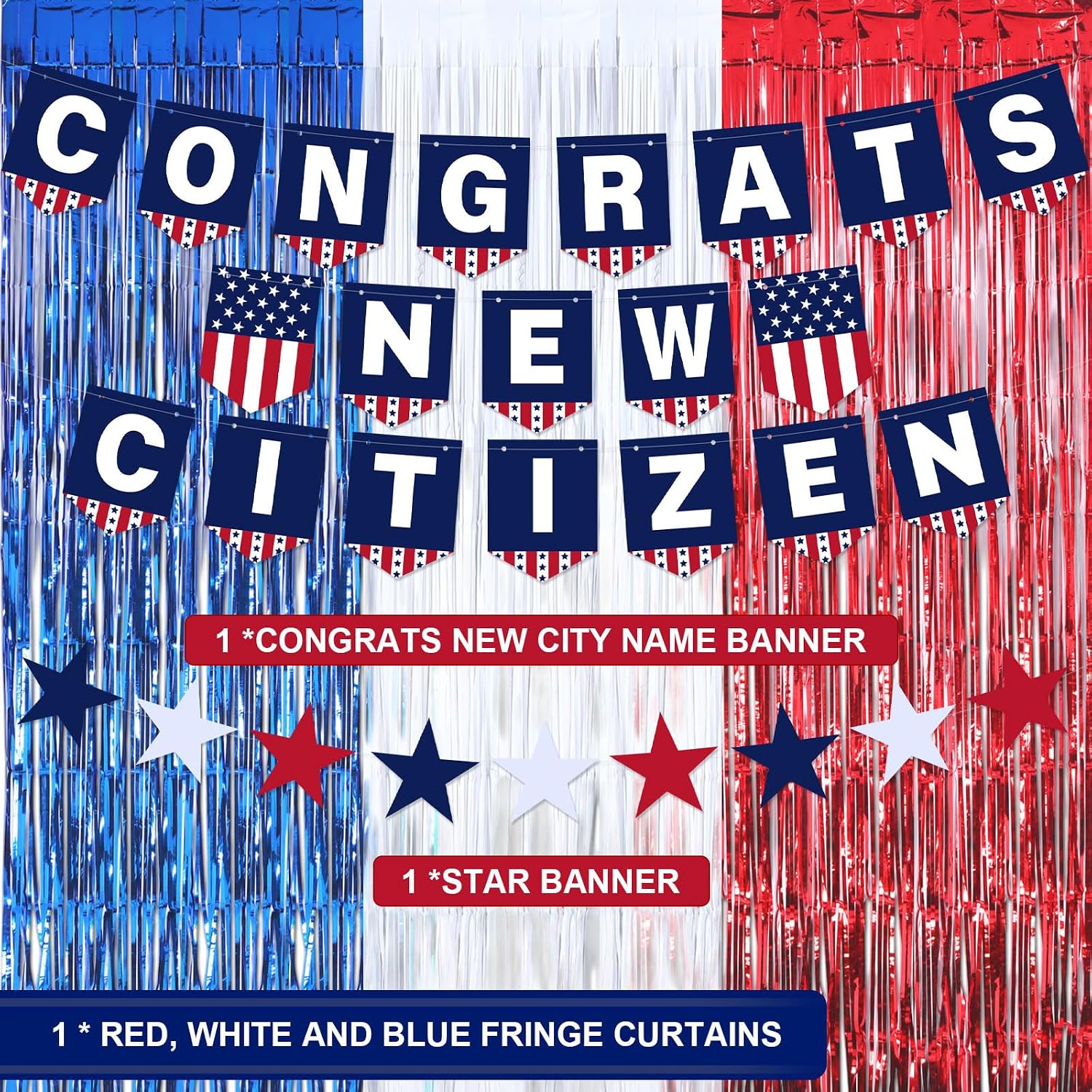 Us Citizenship Congratulations Decorations Set Proud to Be an American New Citizen Banner Red White Blue Party Supplies New American Naturalization Party Idea Congrats on Your Citizenship