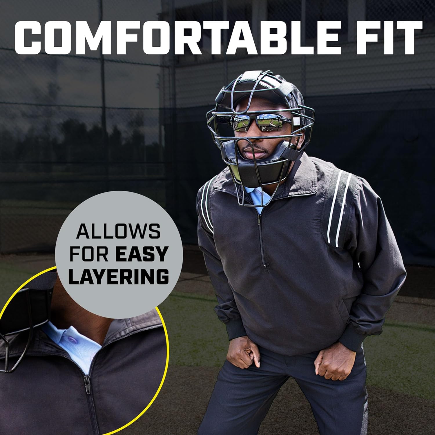 3N2 Umpire Half-Zip Pullover Jacket, Moisture-Wicking Microfiber Shell, Water-Resistant, Baseball and Softball, Sizes S–4XL