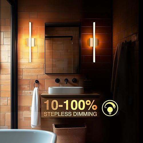 Vista 6 de ZAGO Lámparas lineales de tocador de baño de 24 pulgadas sobre el espejo, barra de iluminación LED moderna montada en la pared ajustable