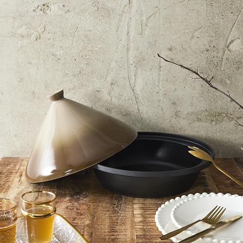 COOK CONCEPT Tajine en Fonte d'Aluminium Antiadhésif 30 cm Taupe - 8