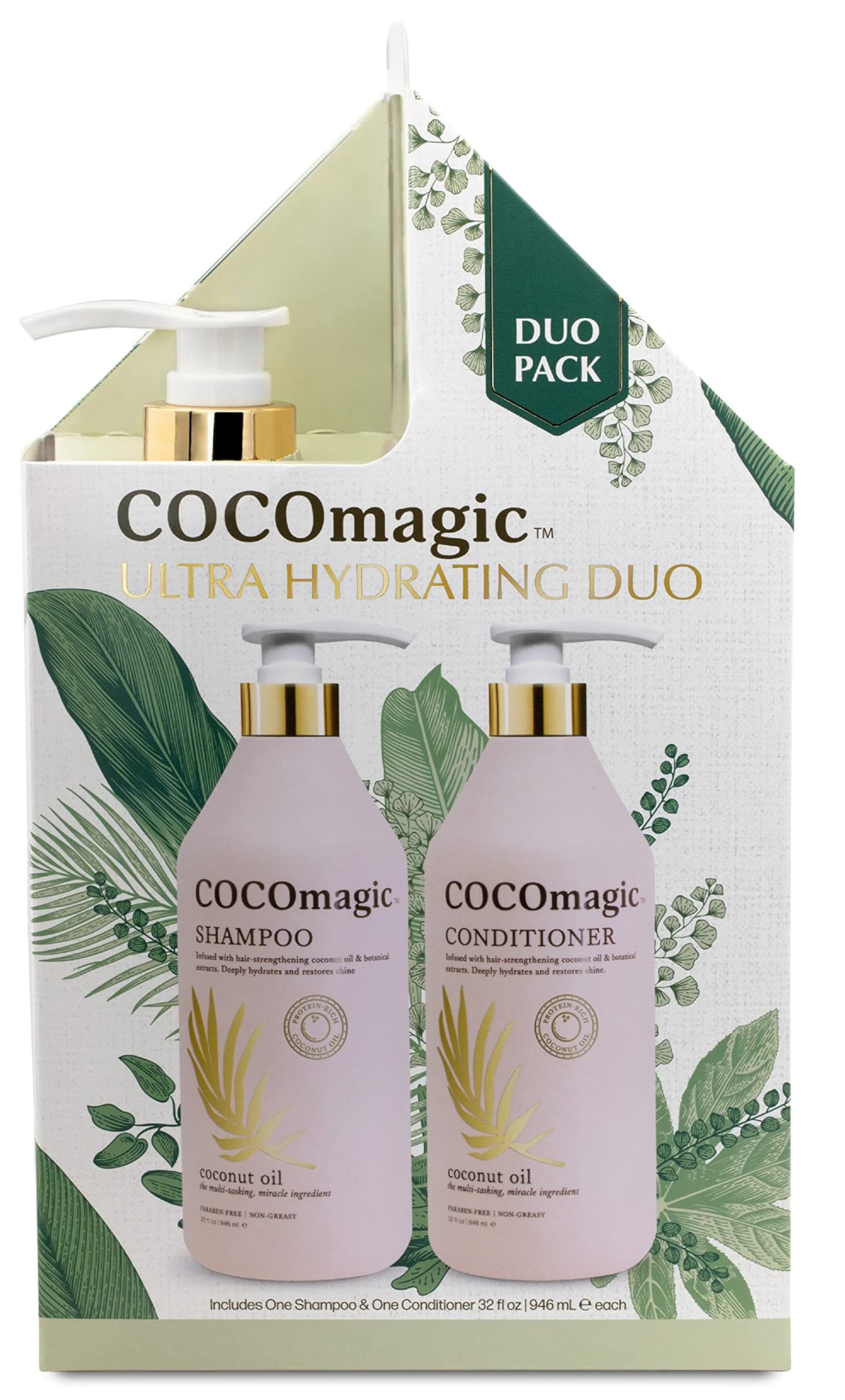 CocomagicShampoo and Conditioner Duo - Infused with Coconut Oil & Botanical Extracts - Deeply Hydrates and Restores Shine (32 oz)
