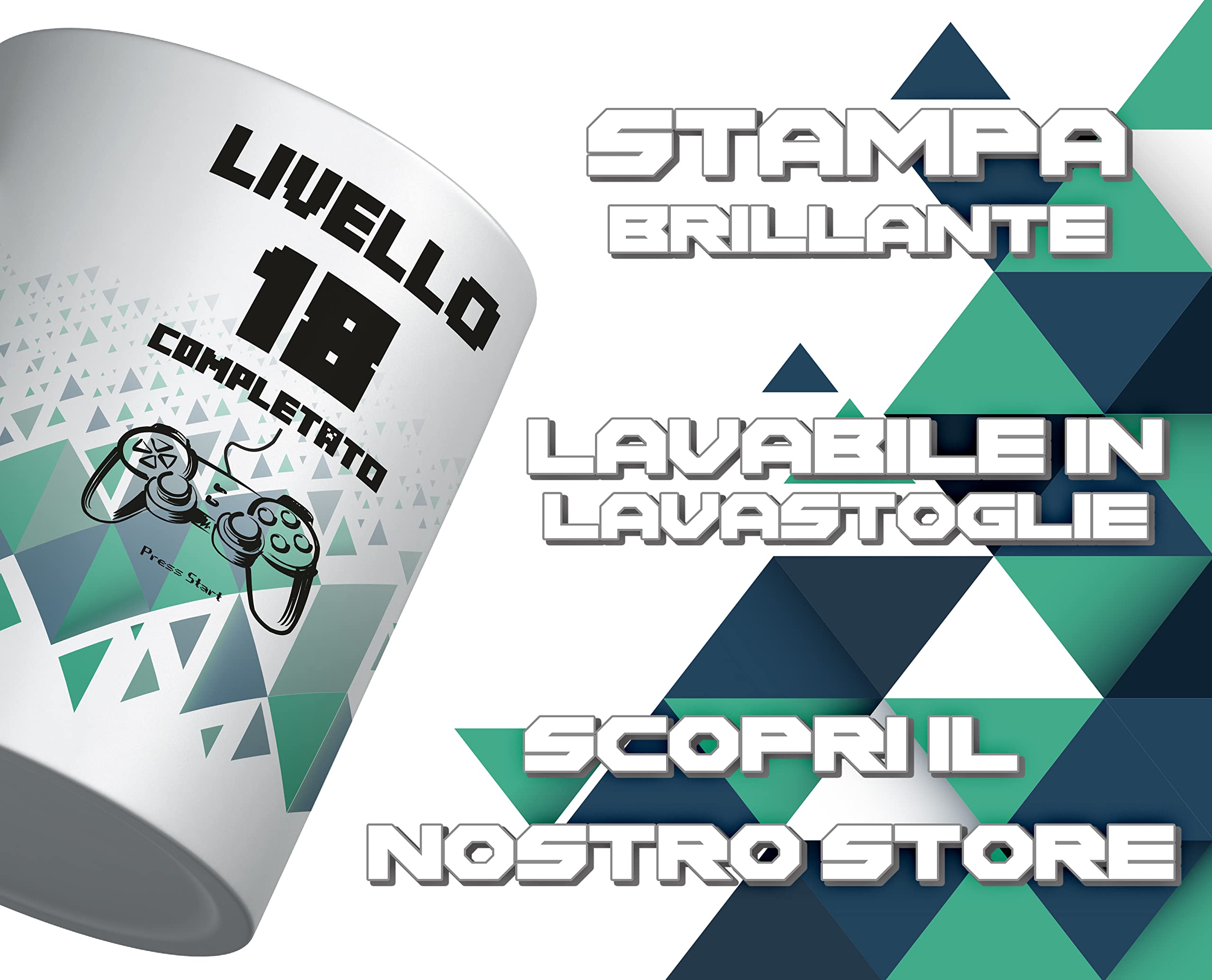 Puzzletee Tazza Compleanno 40 Anni - Livello 40 Completato - Press Start - Tazza Compleanno Uomo - Tazza in Ceramica - Idea Regalo Compleanno 40 Anni - Idea Regalo Uomo