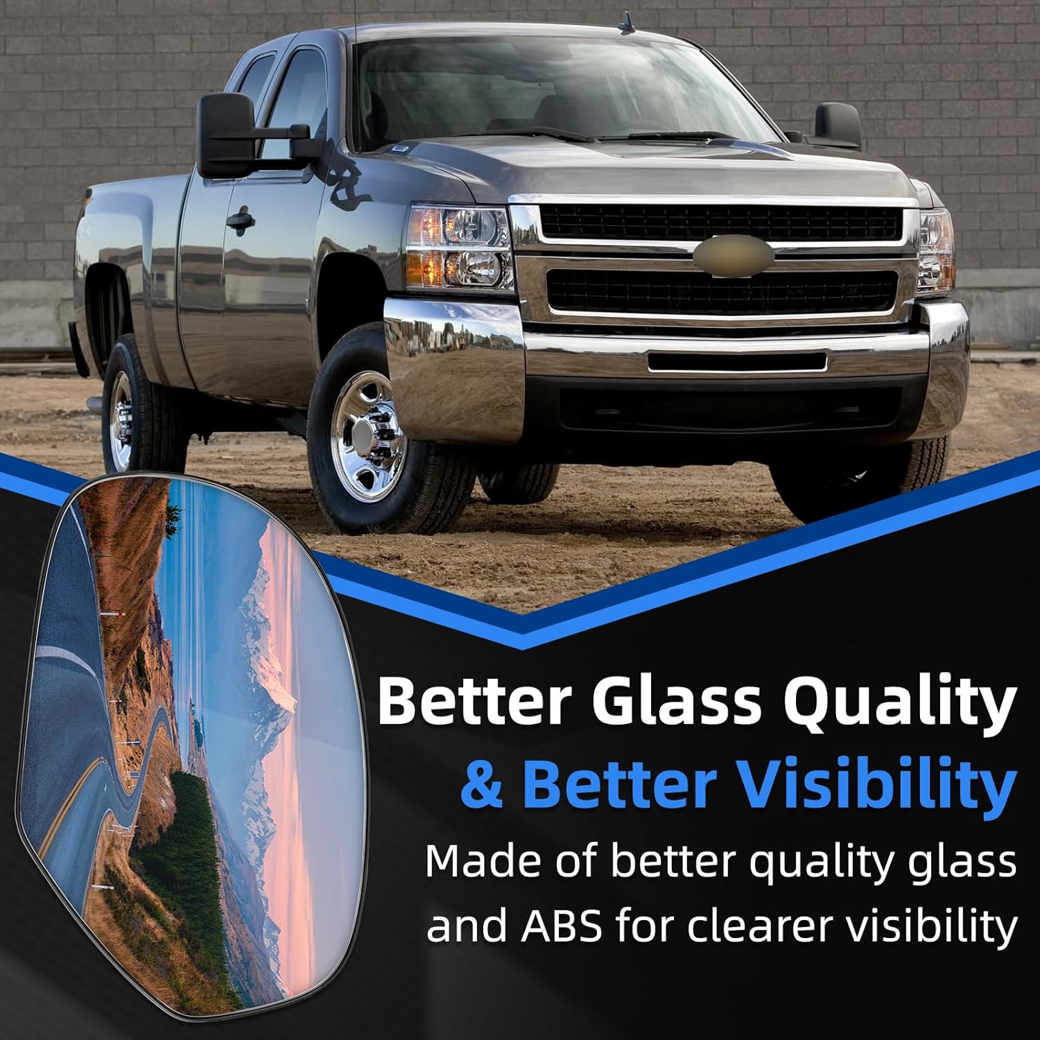 Driver Side Mirror Replacement for Chevy Silverado Suburban Tahoe Avalanche, for Escalade, Sierra Yukon, 2007-2014 - Left Side Mirror Glass, Rear View Mirrors Glass with Power Heated