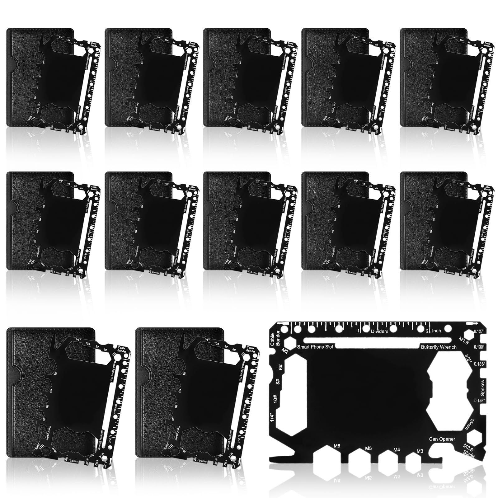Cholemy 12 Pcs Credit Card Wallet Multitool 46 in 1 Metal