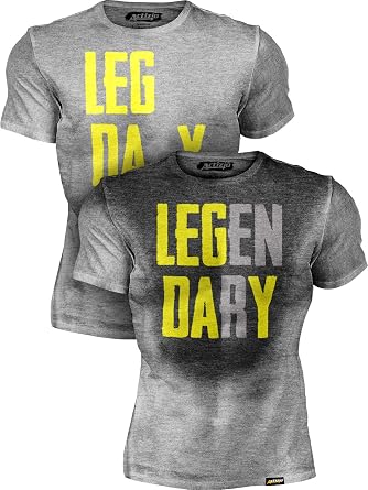 Actizio Mens Workout Shirt Sweat Activated Motivational Exercise Gym Moisture Wicking Fitness - Leg Day Legendary