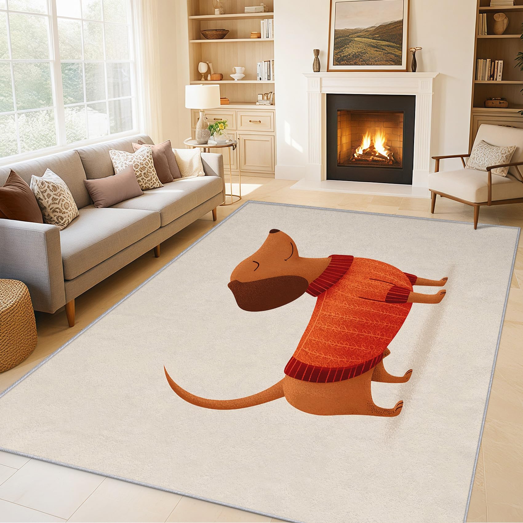 Tapis Teckel antidérapant moquette salon douce nettoyage facile