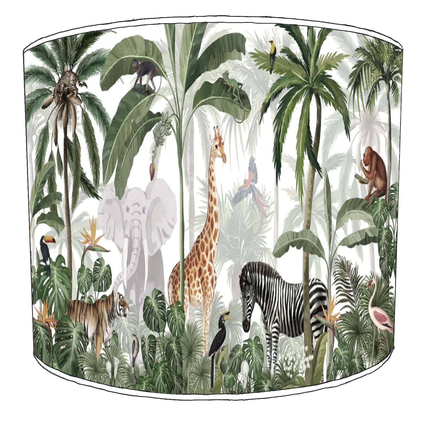 Premier Lighting Ltd 10 Inch (25cm) Jungle Animals Childrens Lampshades15 For A Ceiling Light Pendant In 3 Sizes - Free Personalisation, Multicolor