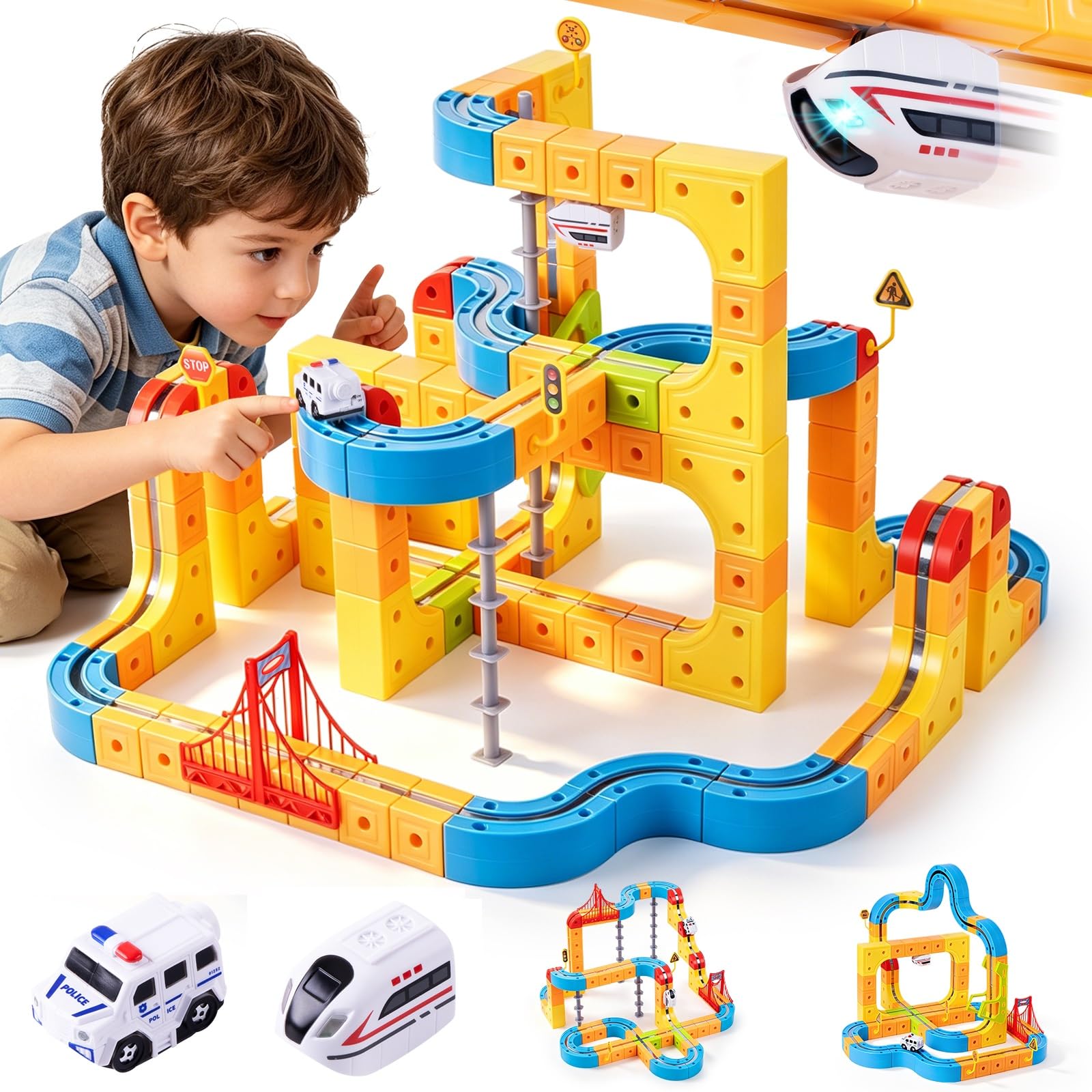 Gofunly Kids Electric Train Set--159 Pcs