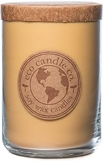ECO CANDLE CO. Recycled Candle, Caramel Rum Cake, 26 oz. - Scents of Caramel, Rum, Maple, Almond, Pear, & Vanilla - 100% Soy Wax, No Lead, Kraft Paper Label & Lid, Hand Poured