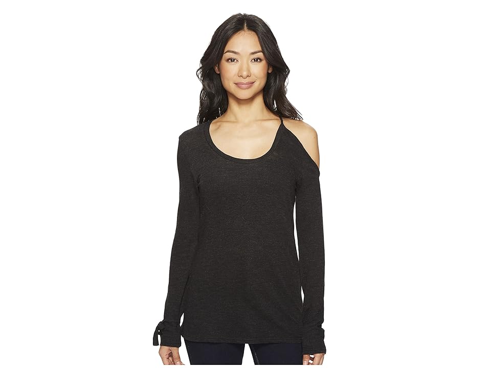 

Lanston Cold Shoulder Tie Long Sleeve Top (Black) Women's Long Sleeve Pullover
