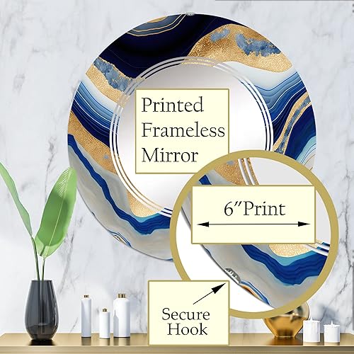 Miniatura 3 de DesignQ Espejo de pared moderno, espejo ovalado moderno, espejo de baño redondo azul, espejo de tocador de transición abstracto que fluye vibrante