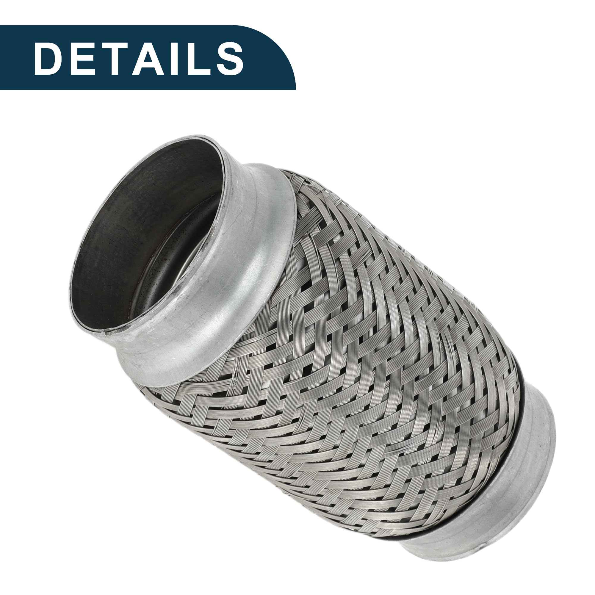Tubo Flessibile per Scarico Auto 69mm OD Tubo di Scarico Intrecciato Flessibile | Tubo Flessibile Universale Argento 1 Pezzo