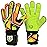 Renegade GK Fury Volt Goalie Gloves with Pro-Tek Finger Spines | 4mm Giga Grip & 4mm Duratek | Neon Yellow, Orange, Black Soccer Goalkeeper Gloves (Size 7, Youth, Flat Gecko Cut, Level 4)