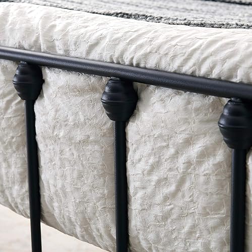 Miniatura 17 de VECELO - Base de cama de tamaño matrimonial de alta calidad, base de colchón con plataforma de metal, repuesto con cabecero estilo victoriano Mate