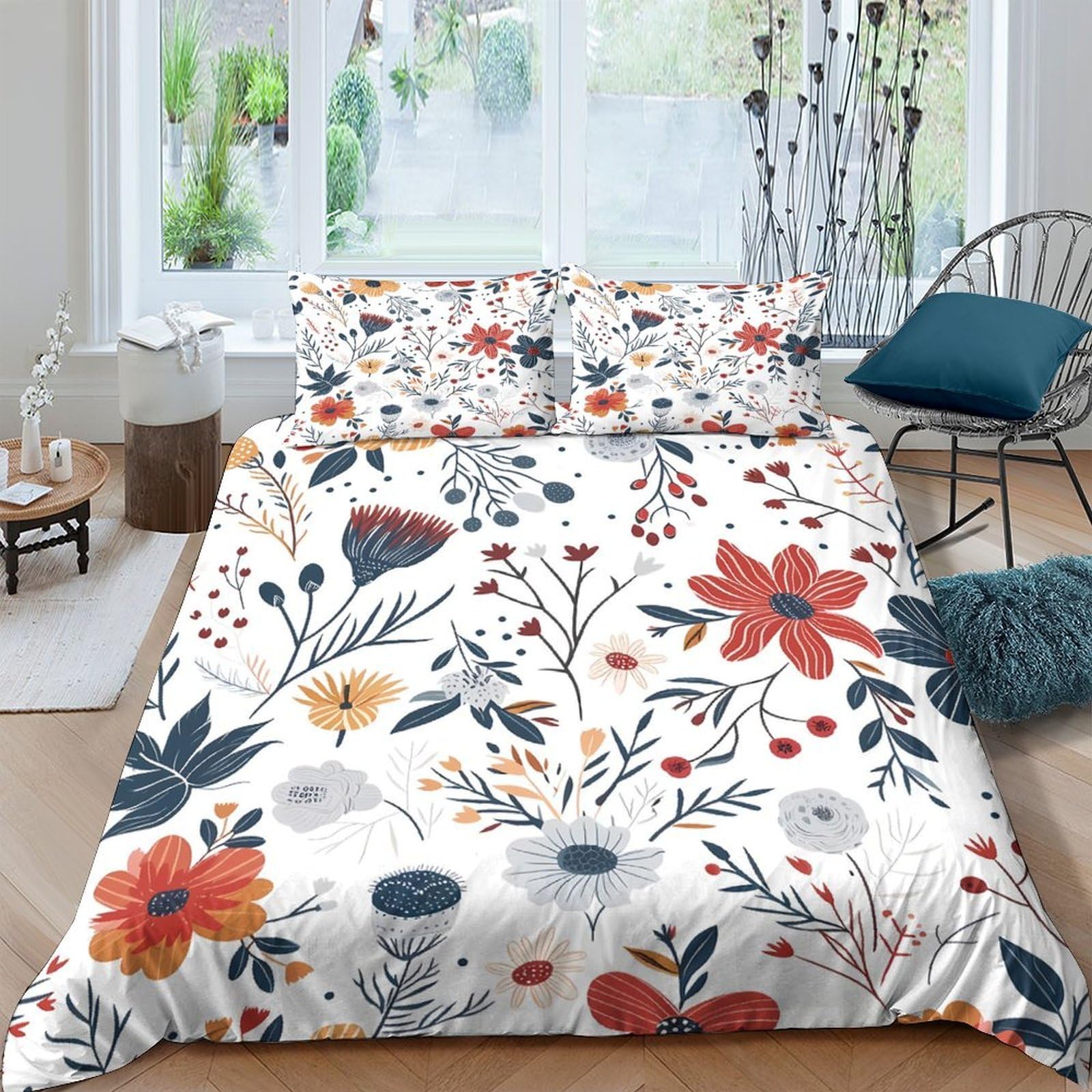Ctjqhvkz Style-4 3D Printed Wildflower Fitted Sheet Microfiber Soft Botanical Garden Mattress Cover For Bedroom Guest Room Decor Single（135X200cm）