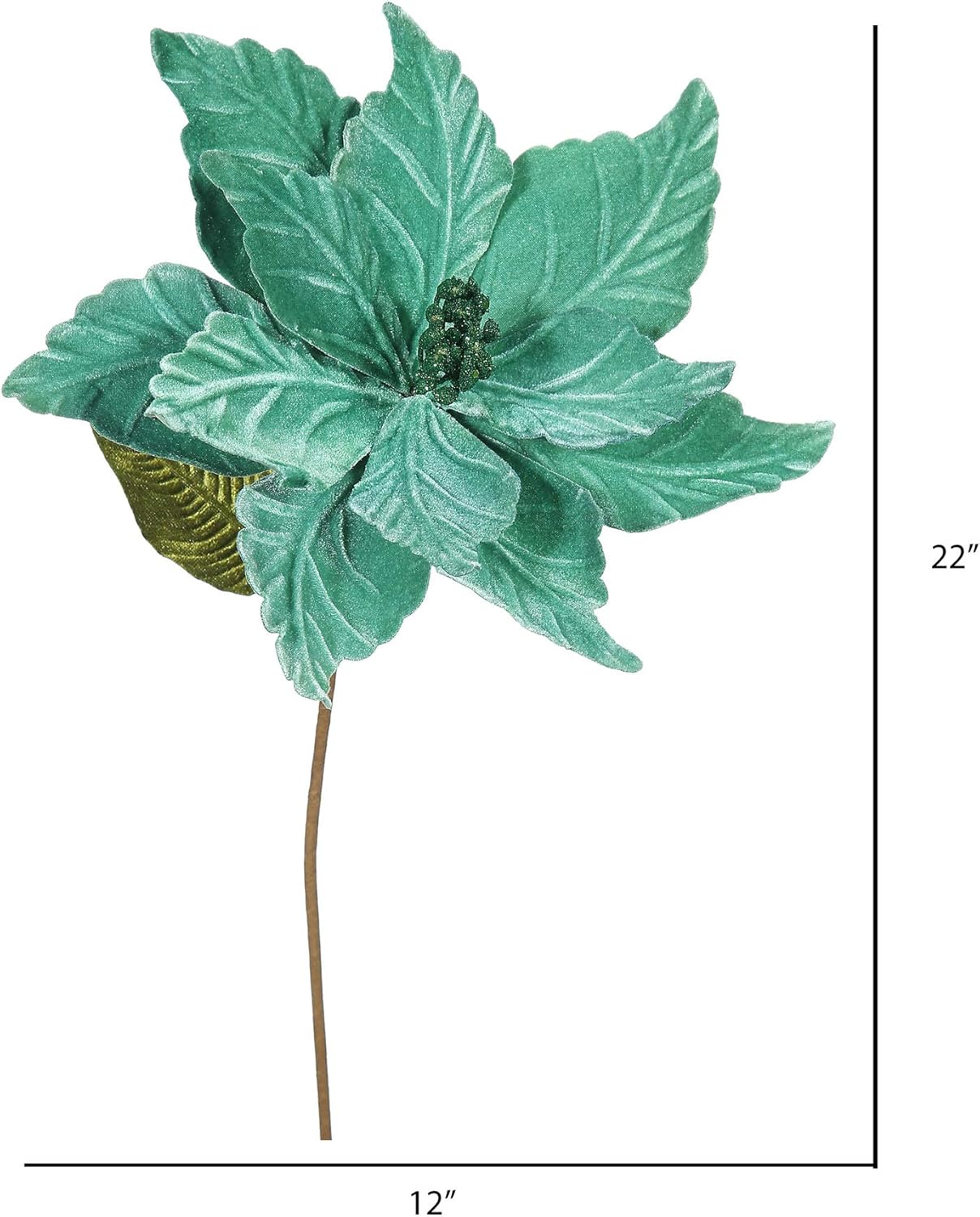 Vickerman 22" Emerald Poinsettia Artificial Christmas Flower, 6 per Bag