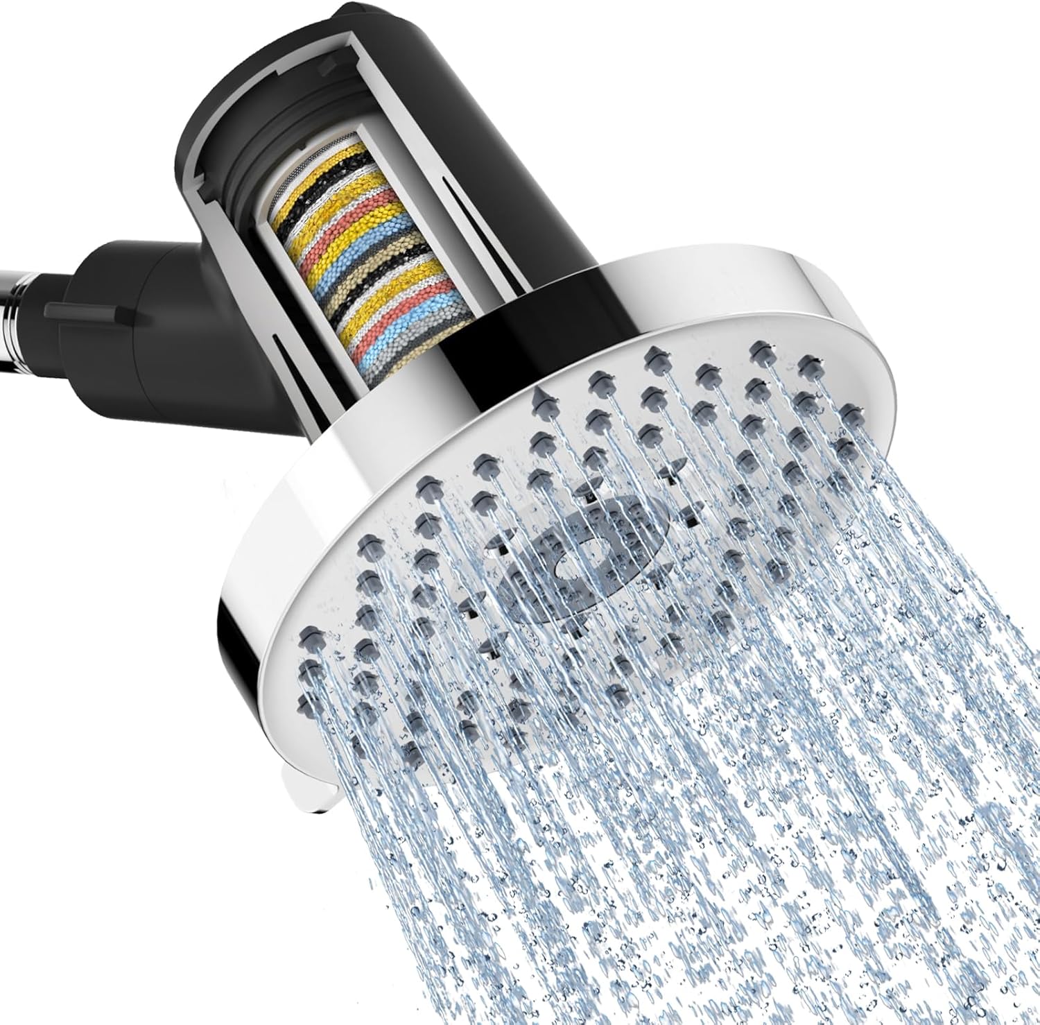 SR SUN RISE Filtered Shower Head with Filters- High Pressure Rain Shower Head,with 20-Stage shower Filter,6 Spray Modes for Hard Water Softener, Remove Chlorine & Heavy Metals (Chrome,5.5 Inch Round)