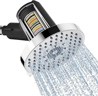 SR SUN RISE Filtered Shower Head with Filters- High Pressure Rain Shower Head,with 20-Stage shower Filter,6 Spray Modes for Hard Water Softener, Remove Chlorine & Heavy Metals (Chrome,5.5 Inch Round)