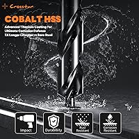 Vista 2 de Crosstar M35 Cobalt Drill Bit Set - 21pcs 1/16"-1/2" TiAlN Coated Self-Centering Metal Drill Bits for Thin Hardened Steel, Stainless Steel