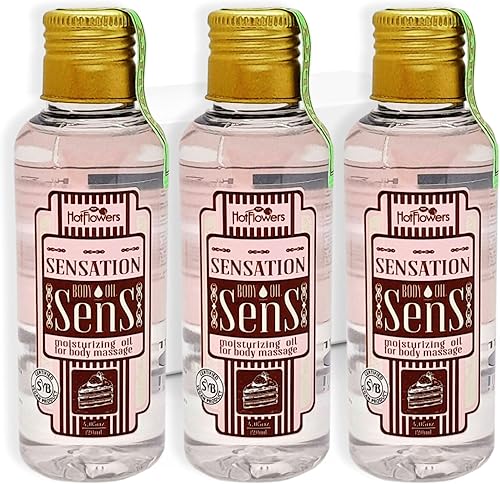 Miniatura 1 de HOT FLOWERS Aceite de masaje sensual corporal Sens para parejas  Hidratante multiusos  Aroma de fresa y chocolate besable  Base de aceite de coco