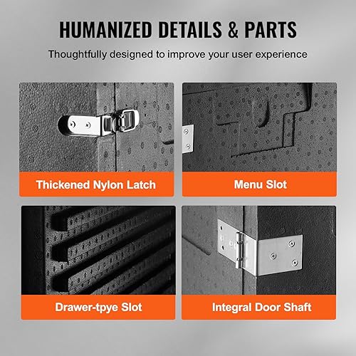Miniatura 6 de VEVOR Transportador de bandeja de alimentos aislado, caja caliente de 95 cuartos de galón para catering, LLDPE caja de alimentos con hebillas