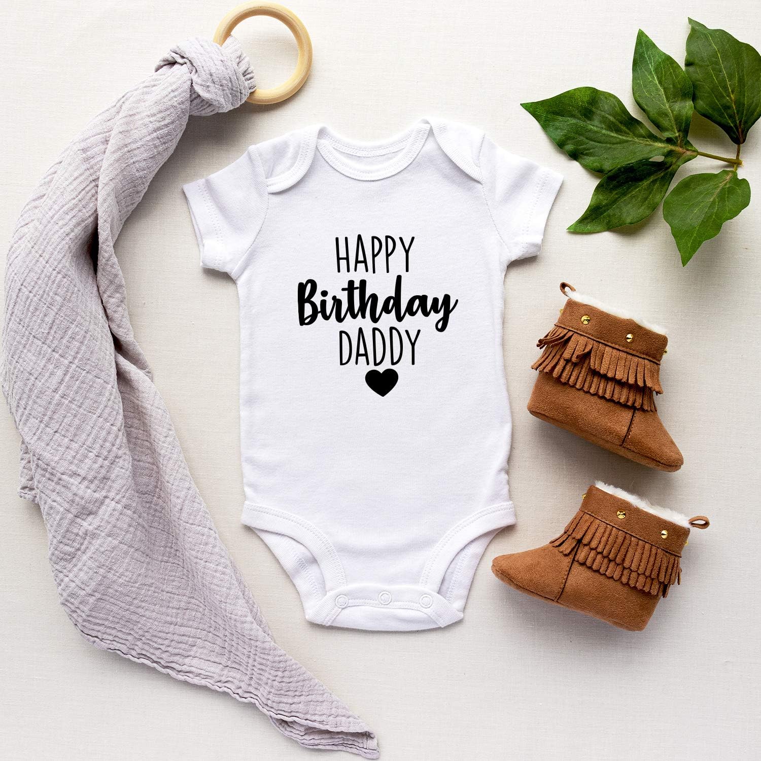 Printique Organic GOTS Certified Baby Onesie Unisex Bodysuit 0-18 months - Happy Birthday | Present Gift - Image 2