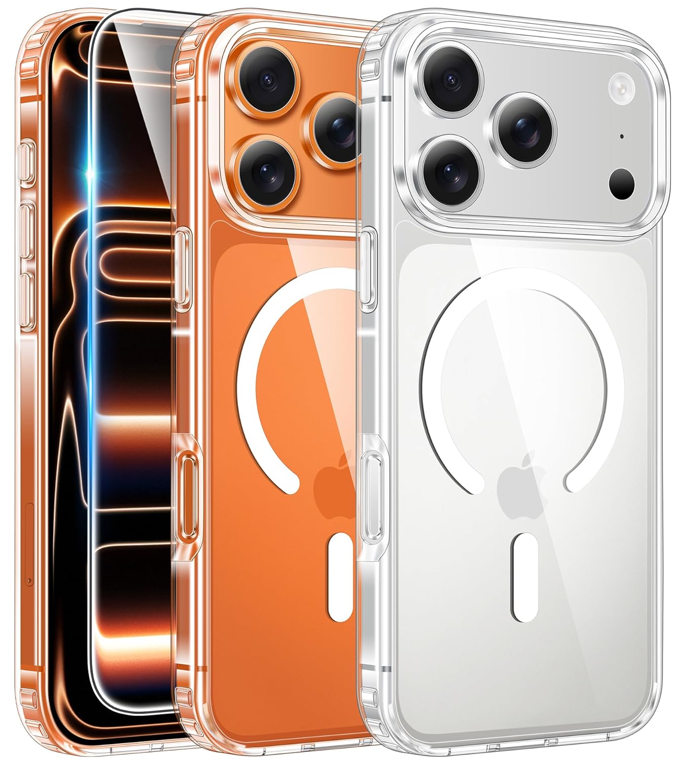 FNTCASE for iPhone 17 Pro-Max Case Clear Magnetic Phone Cases with Screen Protector Compatible with Magsafe Slim Anti