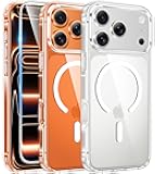 FNTCASE for iPhone 17 Pro-Max Case: Clear Magnetic Phone Cases with Screen Protector Compatible with Magsafe Slim Anti Yellowing Rugged Shockproof Protective Transparent Cell Cover (A-Clear)