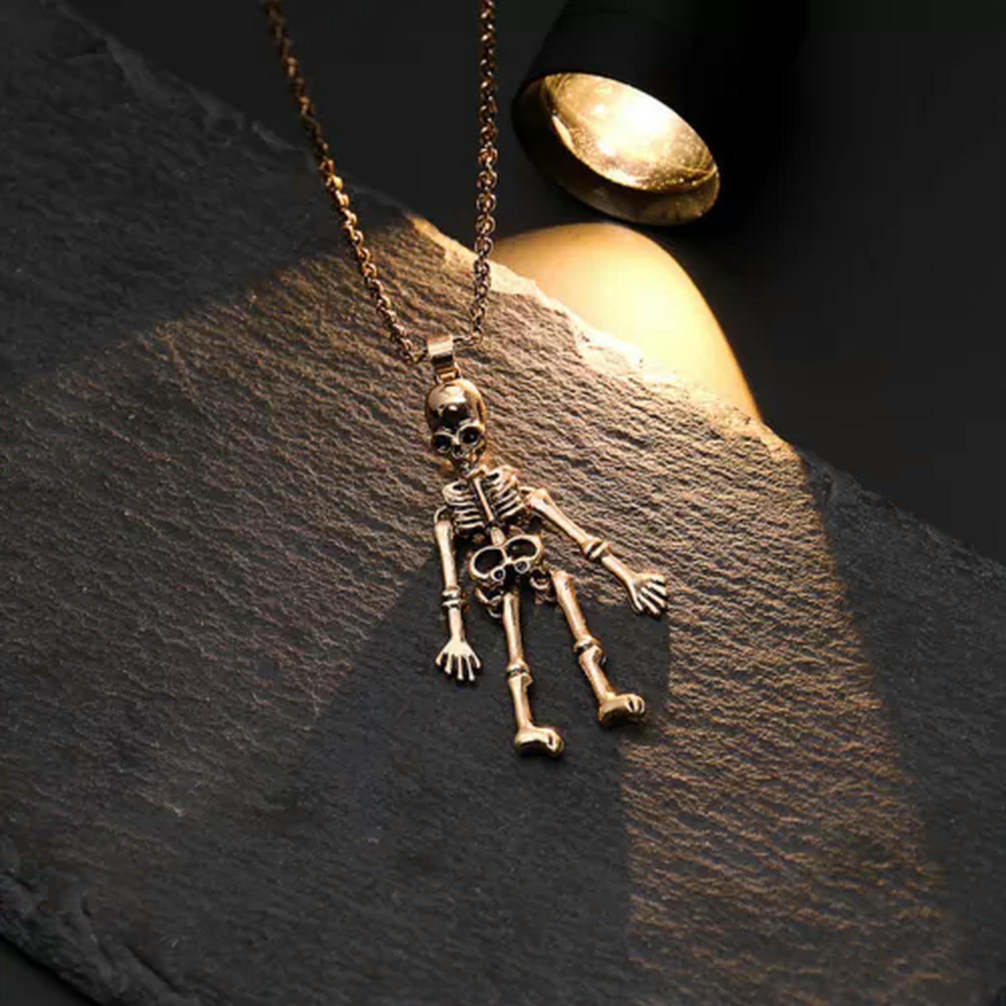 Collier squelette complet en argent 925 pendentif gothique