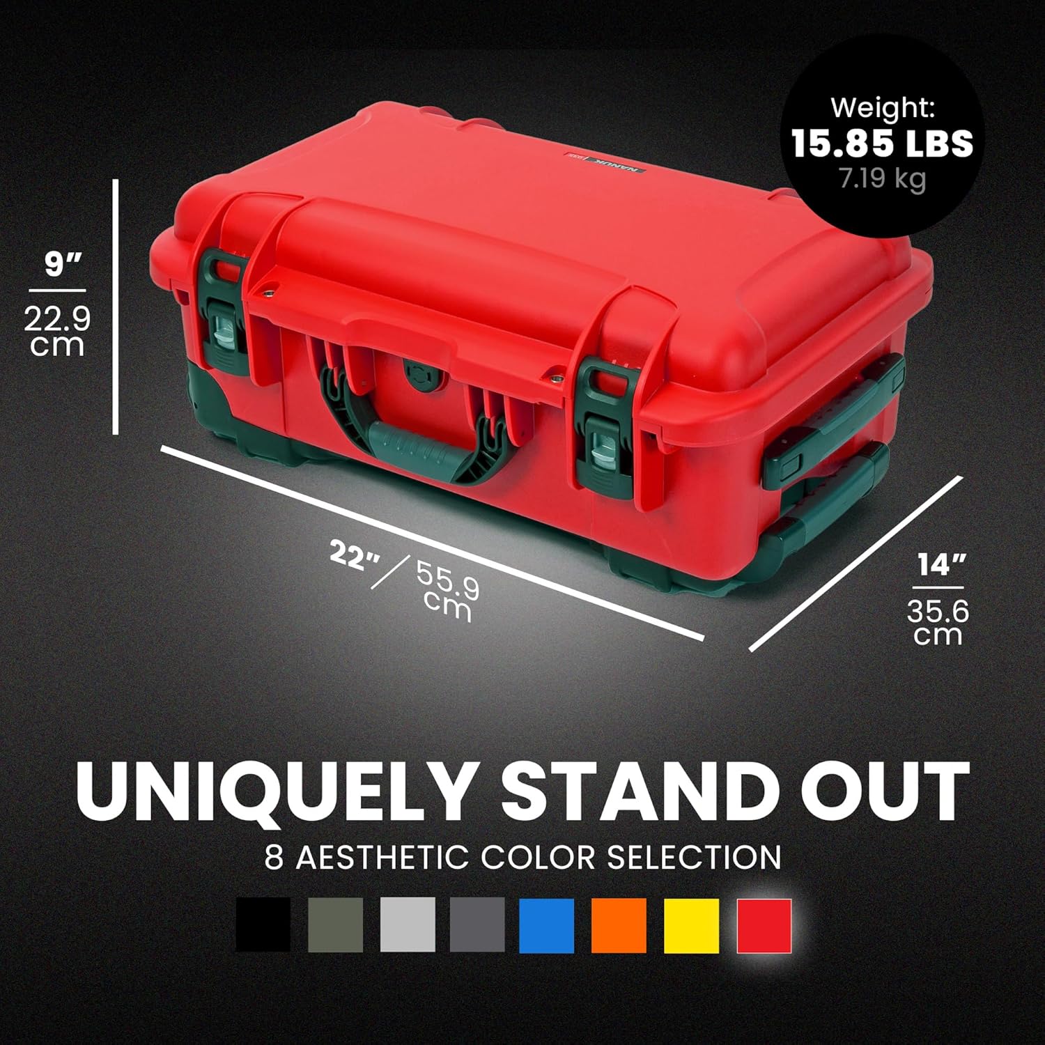 NANUK 935 Hard Case with Padded Divider – Waterproof Equipment Case with Wheels, 22” x 14” x 9” – Dustproof and Impact Resistant, Airline Carry-On Approved – Red - Image 5