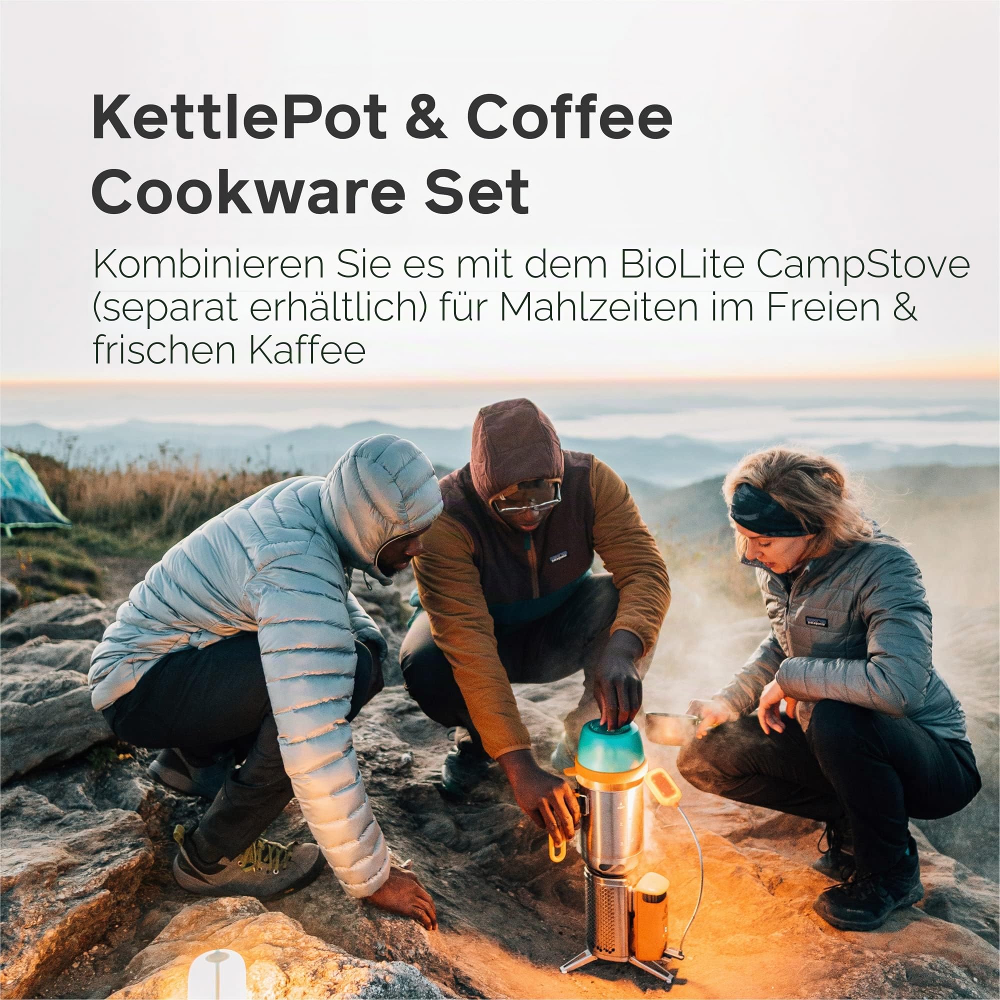 BioLite, CampStove KettlePot & Kaffee Set, Edelstahl Kochgeschirr Zubehör für Camping & Outdoor