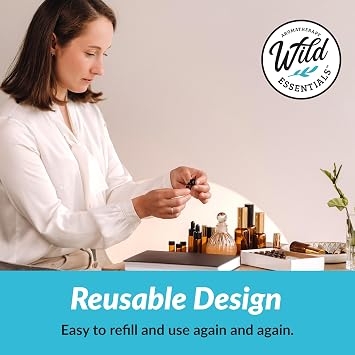 Wild Essentials 10ml 琥珀色ガラスボトル 8個パック ユーロスポイトキャップ付き - エッセンシャルオイル、香水、DIYアロマテラピーに最適 - 簡単に充填、清潔、再利用 - 保護性と耐久性