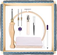 Vista 1 de Pllieay Marco de aguja perforadora de 16 pulgadas, kit de iniciación con aro de bordado, aguja ajustable, paño de acolchonamiento, kit