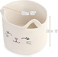 Vista 6 de LotFancy Organizador de juguetes para gatos, canasta de animales de cuerda de algodón con asa, contenedor de almacenamiento de juguetes