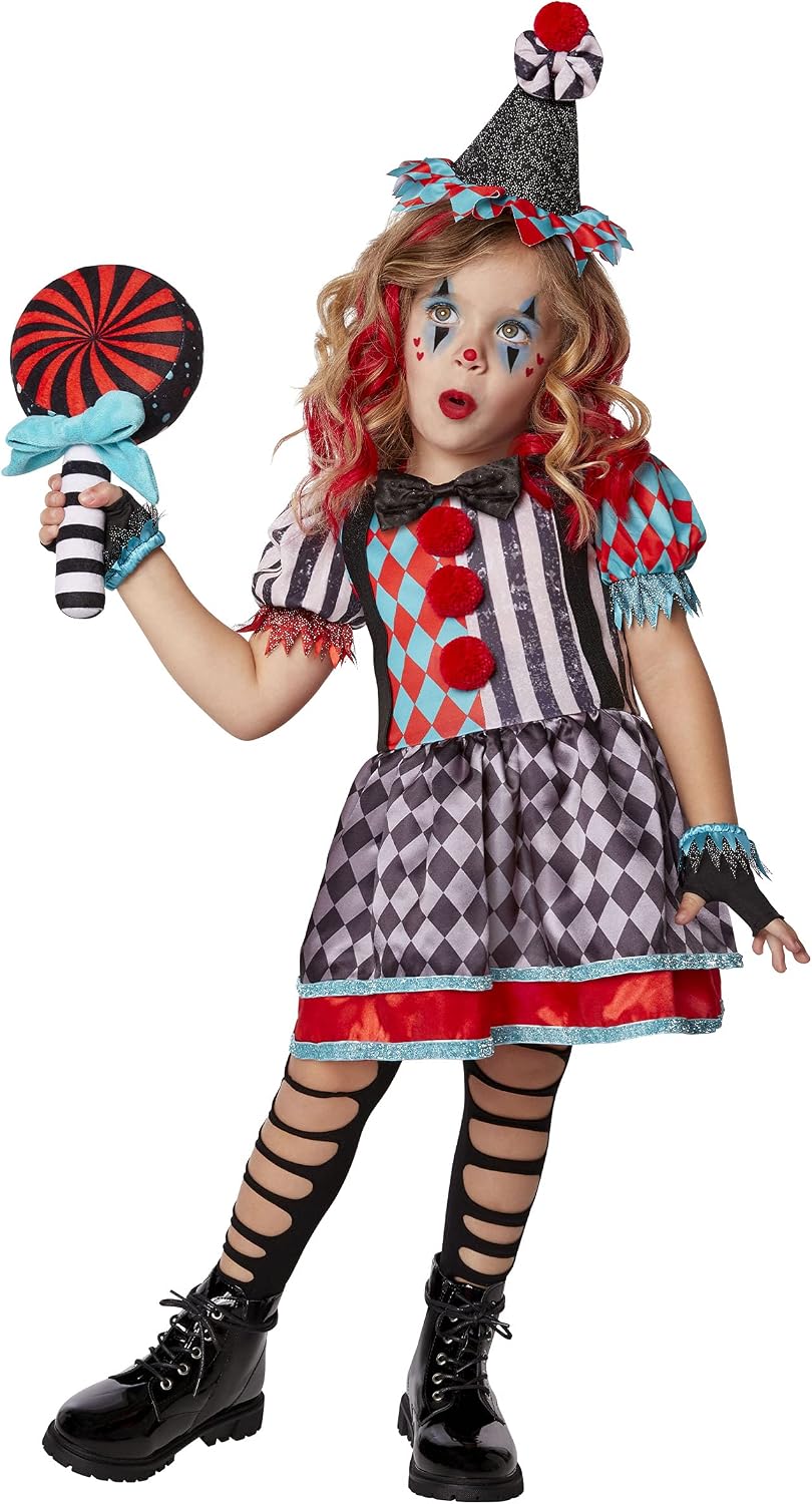 Spirit Halloween Toddler Carnival Cutie Costume | Clown Cosplay | Classic Halloween Costume | Scary Toddler Outfit