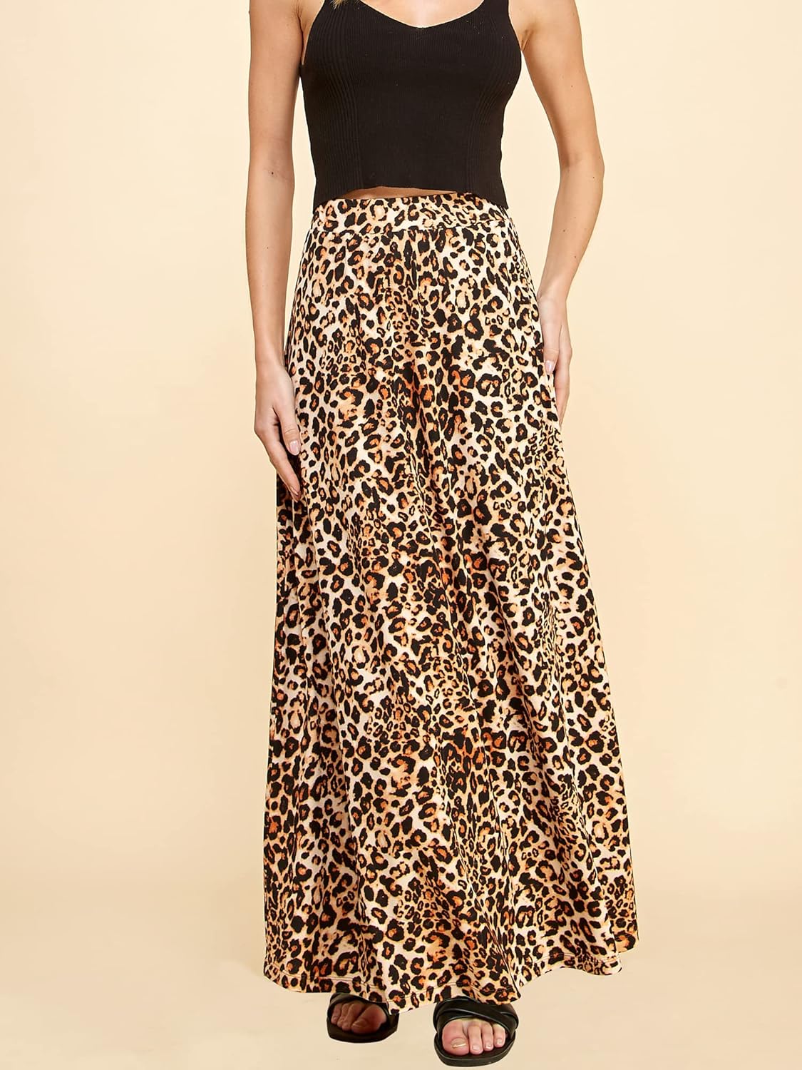 Lock and Love Women's Casual Comfy Stylish High Waist Flare Long Maxi Skirt – Available in Print & Solid Options - Image 5
