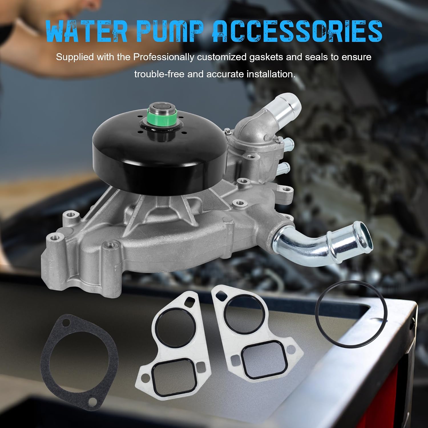 w/Thermostat Engine Aluminum Water Pump Compatible with Chevy Silverado 1500/ Tahoe/Suburban/Trailblazer/Express, GMC Sierra/Yukon, Cadillac, Buick, Hummer, Isuzu V8 4.8/5.3/6.0L