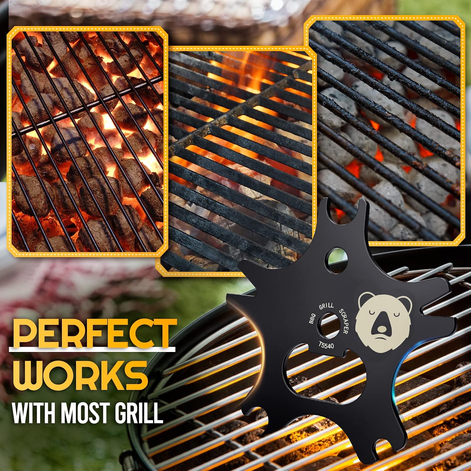 HELEMAN BBQ Grill Scraper Gifts for Men - Stocking Stuffers for Men Women Grill Accessories Cleaner Scraper Cool Gadget for Husband Dad Mom Kitchen Gadgets Grilling Tools