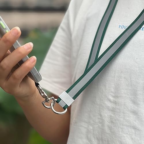 Miniatura 5 de Verde Luminoso Reflect Luz Noche Cable Nylon Largo Teléfono Celular Lanyard Correa Para Hombre Hombre, Nylon reflectante verde