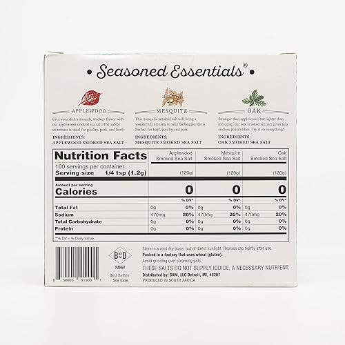Miniatura 2 de Seasoned Essentials Paquete variado de molinillo de sal marina ahumada gourmet (paquete de 3) | Paquete variado de sal ahumada rica para añadir