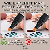 Vista 3 de HVM Marcador de dinero falso (12 marcadores de dinero falso) - Pluma detectora de billetes con punta biselada mejorada - Detecta billetes falsos