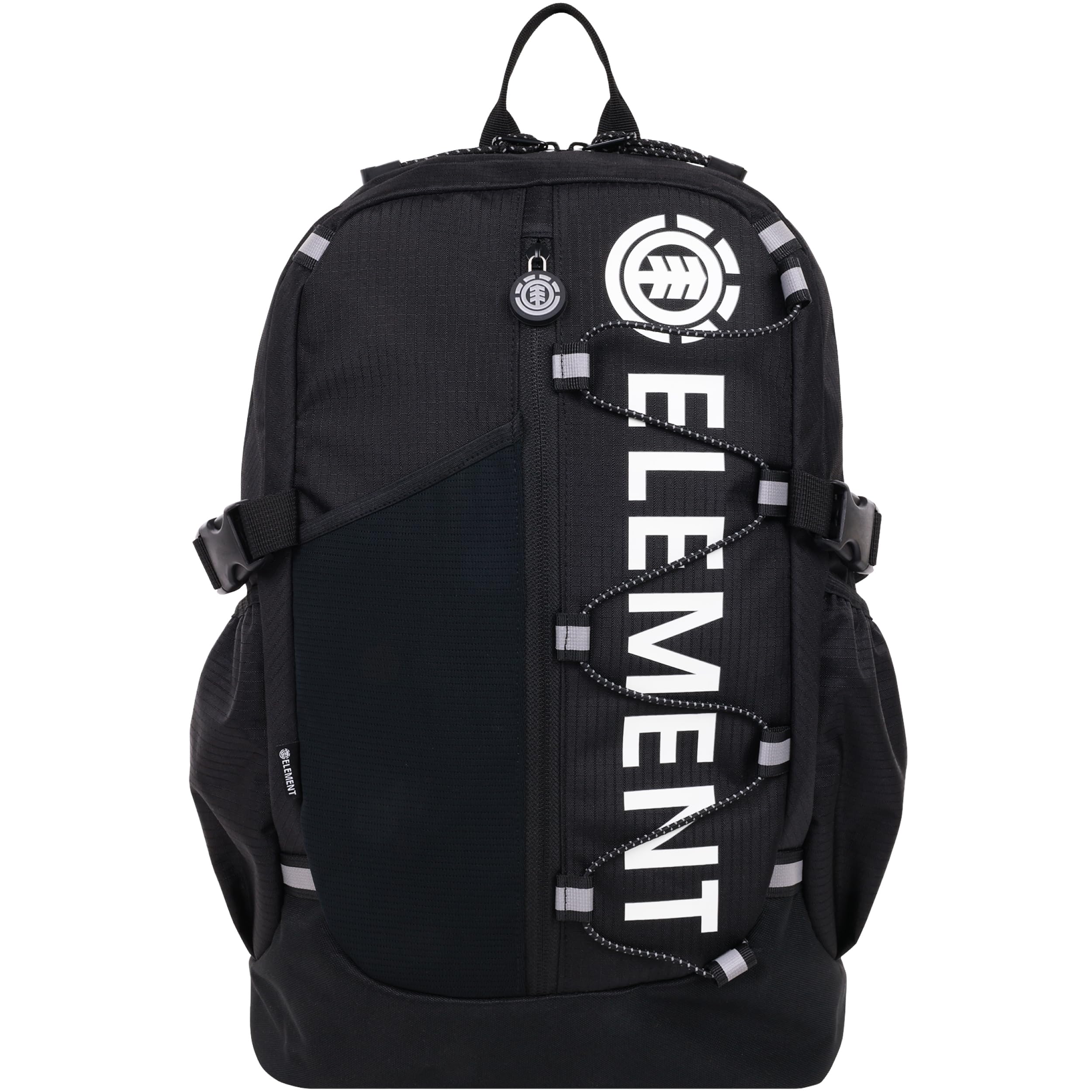 Concept One Element Backpack, Vertical Logo Skate Pack, Multi-Compartment Storage, Reflective Bungee Cord, Black