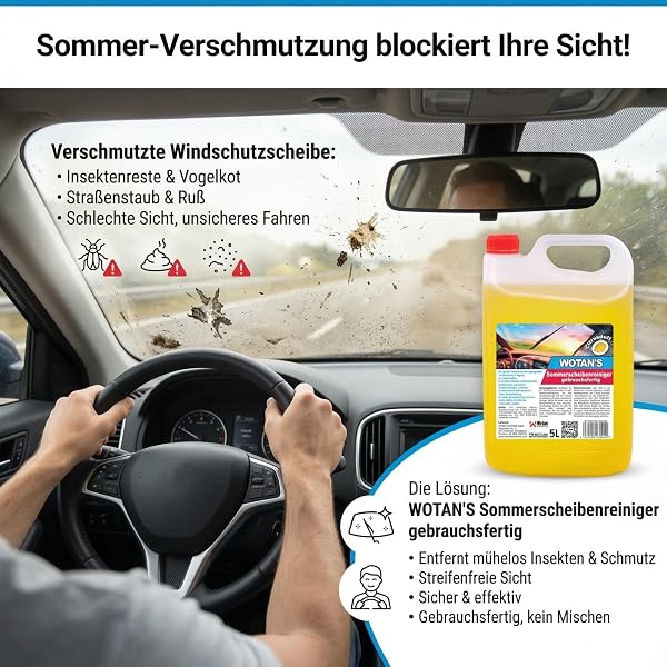 Wotan's 15L Scheibenreiniger | Scheibenwischwasser Sommer Citrusduft | streifenfrei – getestet | Premiumqualität aus Deutschland | polycarbonatverträglich und Fächerdüsengeeignet (3x5 Liter) - 2