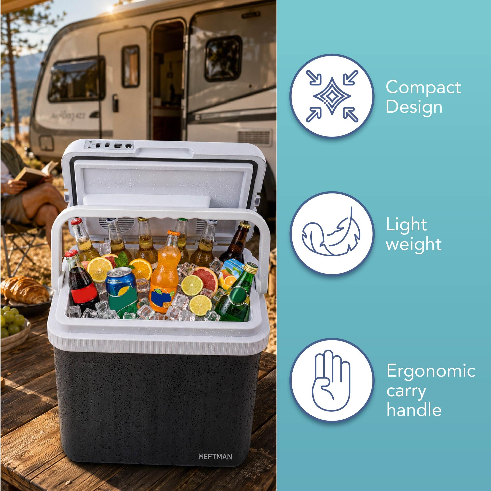 HEFTMAN Glaciere Electrique 24L - Glaciere Electrique Voiture 12V 240V