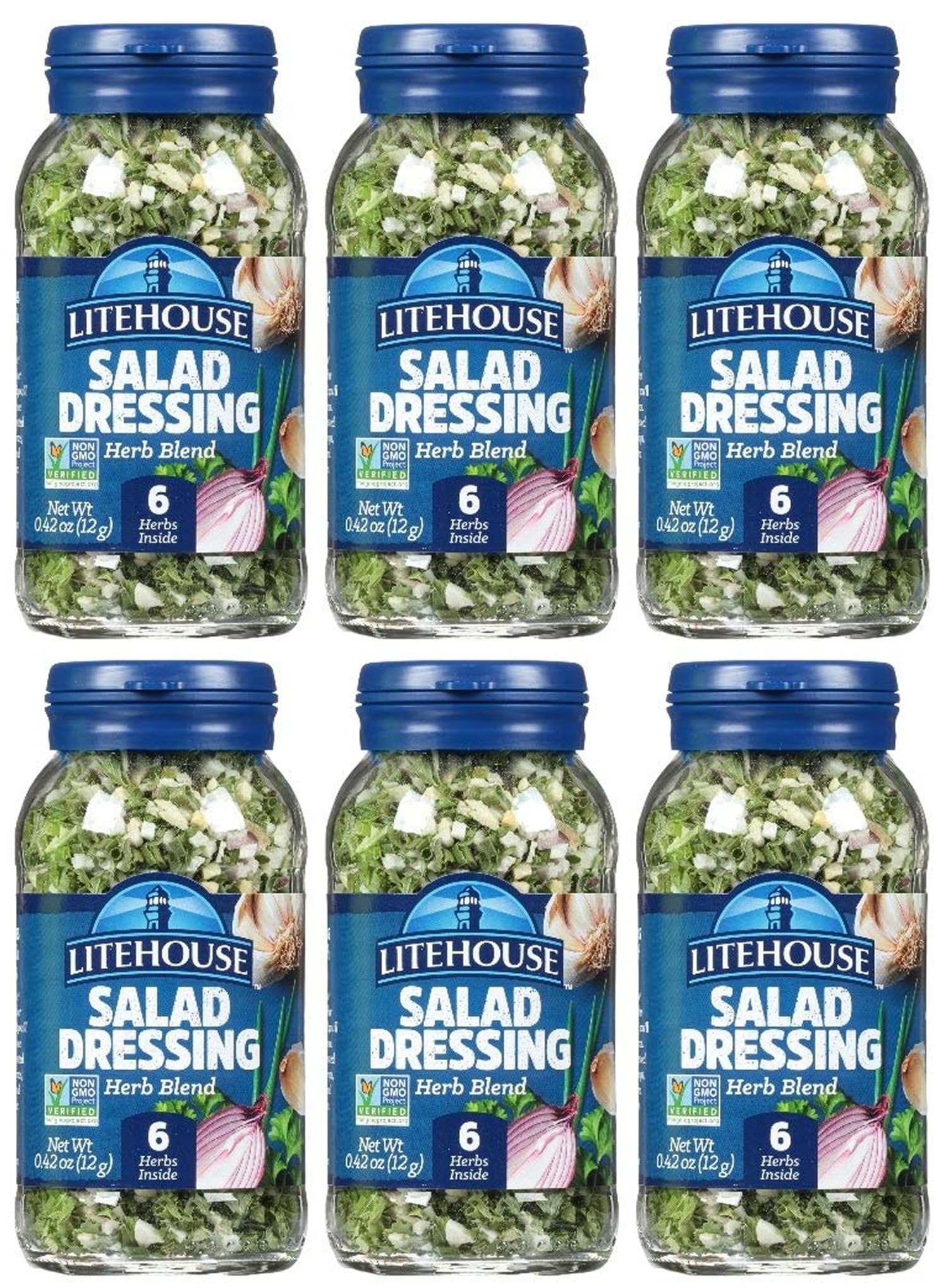 Freeze Dried Salad Herb Blend - Substitute for Fresh Salad Herb, Salad Dressing, Organic, Salad Herb Blend Seasoning, Non-GMO, Gluten-Free - 0.42 Ounce 6-Pack