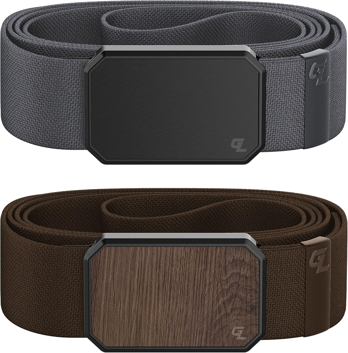Groove Life Black/Stone and Walnut/Brown Groove Belt Loadout Men's Stretch Nylon Belt with Magnetic Aluminum Buckle, Lifetime Coverage - X-Large