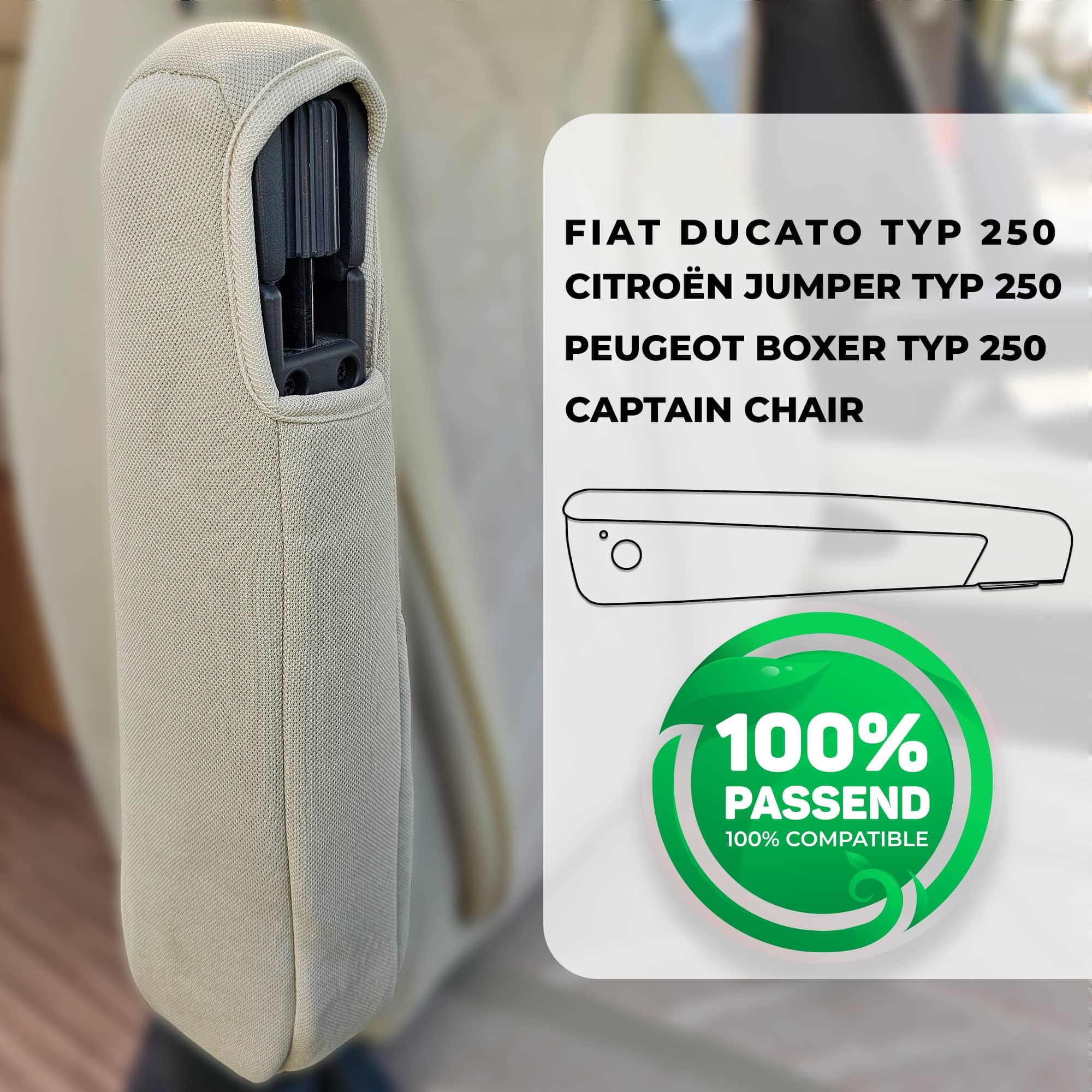 BREMER SITZBEZÜGE Pokrowiec na podłokietnik do kampera typu 1 do FIAT Ducato, Boxer, Jumper